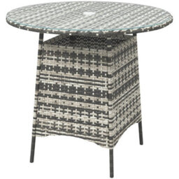 Patio Furniture Rattan Garden Table With Umbrella Hole, Grey - thumbnail 1