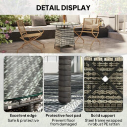 Patio Furniture Rattan Garden Table With Umbrella Hole, Grey - thumbnail 4