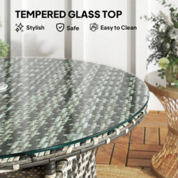 Patio Furniture Rattan Garden Table With Umbrella Hole, Grey - thumbnail 3