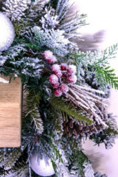 Christmas Tree World 180Cm Frosted Decorated Mixed Pine Garland With White Baubles - thumbnail 6