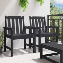 Walplus Garden Dining Chair 2 Pcs Black 65.5 X 59 X 88Cm Hdpe - thumbnail 3