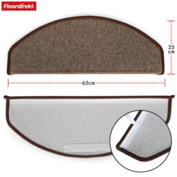 Floordirekt London Pro Self Adhesive Hard Wearing Carpet Stair Tread Mat For Indoor Stairs Semicircular Brown 25 X 65 Cm 15 Pack - thumbnail 3