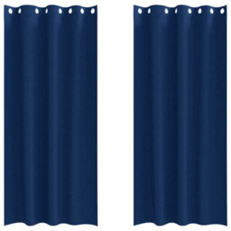 Berkfield Modern Curtains With Curtains 2 Pcs Dark Blue 260 X 140 Cm Polyester