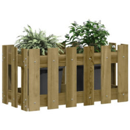 Berkfield Versatile Garden Planter With Fence Design 60X30X30 Cm Impregnated Wood Pine - thumbnail 3