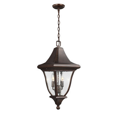 Elstead Lighting Oakmont 3 Light Medium Chain Lantern - Patina Bronze