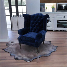 Chesterfield Fireside High Back Armchair Modena Deft Blue Velvet In Queen Anne Style - thumbnail 4