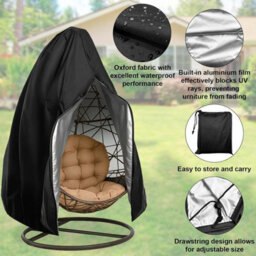 1 Pcs Hanging Chair Cover, Protective Cover For Chairs, Waterproof Covers Swing 115 X 190 Cm (Black) - thumbnail 3