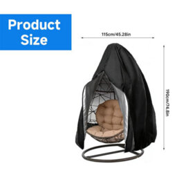 1 Pcs Hanging Chair Cover, Protective Cover For Chairs, Waterproof Covers Swing 115 X 190 Cm (Black) - thumbnail 2