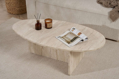 Decortie Orba Oval Coffee Table Travertine 120 X 65 X 40 Cm - image 1