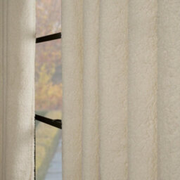 "OHS Teddy Fleece Eyelet Curtains Thermal Pair Ready Made, Cream - 66"" X 90""" - thumbnail 3