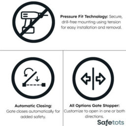 Safetots Elite Pressure Safety Gate, 225Cm - 234Cm, Matt Grey, Pressure Fit Stair Gate - thumbnail 4