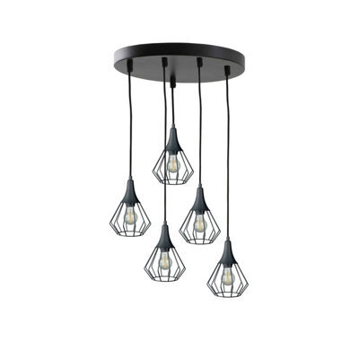 Luminosa Lighting Luminosa Selene Cluster Pendant Ceiling Light Black 5X E27 - image 1