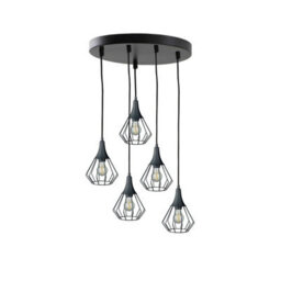 Luminosa Lighting Luminosa Selene Cluster Pendant Ceiling Light Black 5X E27 - thumbnail 1