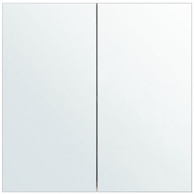 Wyld And Coco Novahome White Plywood Mirror Cabinet 60 X 60 Cm, Wall-Mounted, 2 Doors, 2 Shelves - image 1