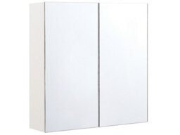 Wyld And Coco Novahome White Plywood Mirror Cabinet 60 X 60 Cm, Wall-Mounted, 2 Doors, 2 Shelves - thumbnail 3