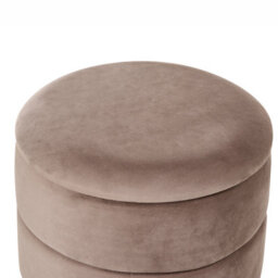 Wyld And Coco Round Storage Pouffe In Taupe Velvet With Gold Base, W37 X D37 X H42Cm - thumbnail 5