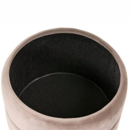 Wyld And Coco Round Storage Pouffe In Taupe Velvet With Gold Base, W37 X D37 X H42Cm - thumbnail 6