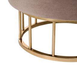 Wyld And Coco Round Storage Pouffe In Taupe Velvet With Gold Base, W37 X D37 X H42Cm - thumbnail 7