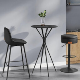 Songmics Contemporary Round Bar Table, Modern Cocktail Stand For Kitchen And Living Space, Ink Black And Matte Black - thumbnail 1