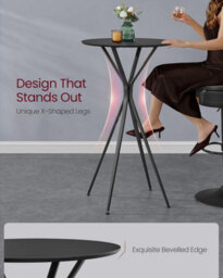 Songmics Contemporary Round Bar Table, Modern Cocktail Stand For Kitchen And Living Space, Ink Black And Matte Black - thumbnail 4