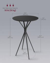 Songmics Contemporary Round Bar Table, Modern Cocktail Stand For Kitchen And Living Space, Ink Black And Matte Black - thumbnail 2