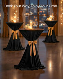 Songmics Contemporary Round Bar Table, Modern Cocktail Stand For Kitchen And Living Space, Ink Black And Matte Black - thumbnail 3