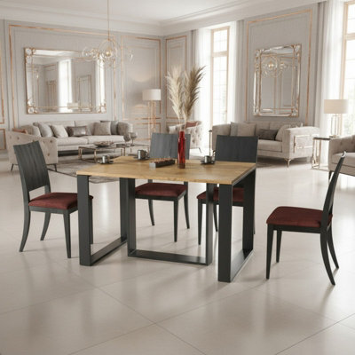 Borys Modern Extendable Dining Table 130 And 210X80 Cm Wotan Oak Finish With Sturdy Black Legs - image 1