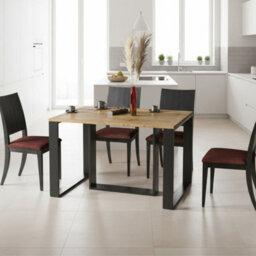Borys Modern Extendable Dining Table 130 And 210X80 Cm Wotan Oak Finish With Sturdy Black Legs - thumbnail 2