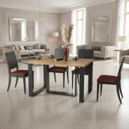 Borys Modern Extendable Dining Table 130 And 210X80 Cm Wotan Oak Finish With Sturdy Black Legs - thumbnail 1