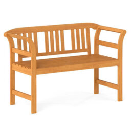 Gainoom Outdoor Bench Acacia Wood 2-Person Patio Loveseat With Backrest And Armrests - thumbnail 9