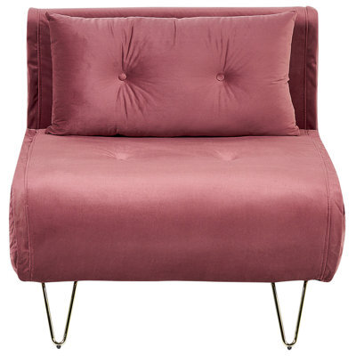 Beliani Single Sofa Bed Vestfold Velvet Pink - image 1