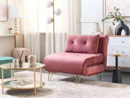 Beliani Single Sofa Bed Vestfold Velvet Pink - thumbnail 2