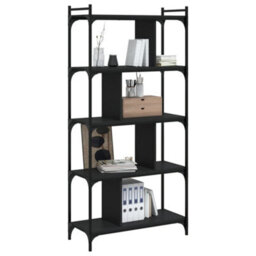 Berkfield Bookcase 5-Tier Black 76X32X158 Cm Engineered Wood - thumbnail 3