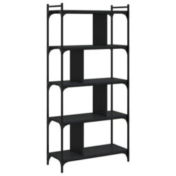 Berkfield Bookcase 5-Tier Black 76X32X158 Cm Engineered Wood - thumbnail 2