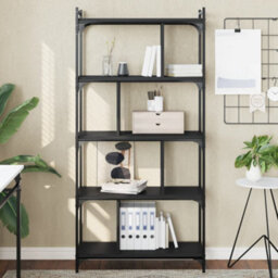 Berkfield Bookcase 5-Tier Black 76X32X158 Cm Engineered Wood - thumbnail 1