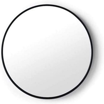 Biznest Round Black Wall Mirror Aluminium Frame Deep Frame - image 1