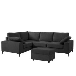 Home Detail Nora Left-Hand Facing Corner Sofa With Storage Footstool, Charcoal Linen - thumbnail 2