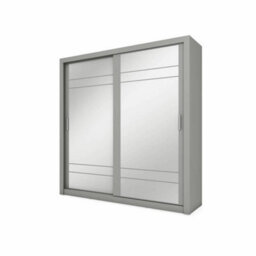 Arte Lux Viii - Modern Grey Two Mirrored Sliding Door Wardrobe (H2150mm W2030mm D610mm) With Shelves - thumbnail 5