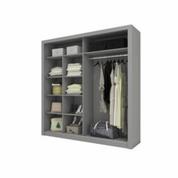 Arte Lux Viii - Modern Grey Two Mirrored Sliding Door Wardrobe (H2150mm W2030mm D610mm) With Shelves - thumbnail 2