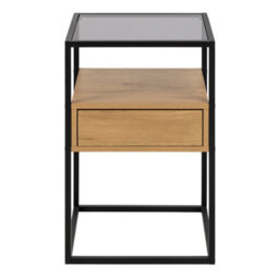 Furniture To Go Randolf Square Bedside Table With 1 Drawer In Black And Oak - thumbnail 2