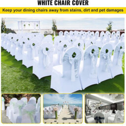 100Pcs White Chair Covers Dining Spandex Slip Seat Cover Wedding Party - thumbnail 8