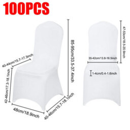 100Pcs White Chair Covers Dining Spandex Slip Seat Cover Wedding Party - thumbnail 2