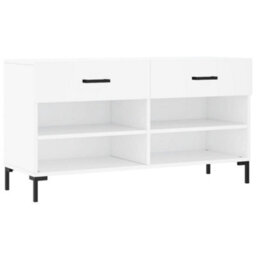 Berkfield Industrial Shoe Bench White 102X35X55 Cm Engineered Wood - thumbnail 1