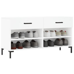 Berkfield Industrial Shoe Bench White 102X35X55 Cm Engineered Wood - thumbnail 3