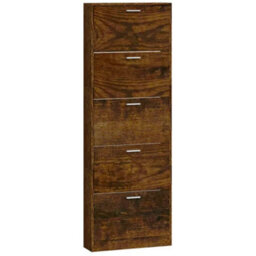 Vidaxl Shoe Cabinet Smoked Oak 59X17X169 Cm Engineered Wood - thumbnail 5