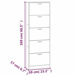 Vidaxl Shoe Cabinet Smoked Oak 59X17X169 Cm Engineered Wood - thumbnail 3