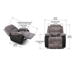 More4Homes Postana Jumbo Cord Fabric Recliner Armchair Lounge Home Reclining Chair (Grey) - thumbnail 7