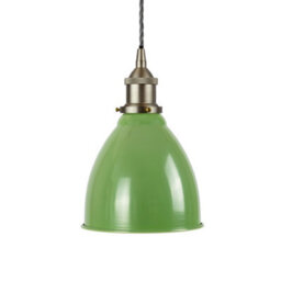 Mint Green Classic Small Pantry Metal Painted Dome Pendant Light With Brushed Chrome Lamp Holder And Grey Twisted Cable - Se Home