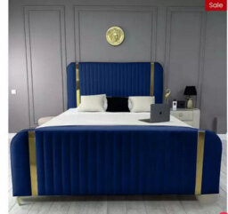 Stratus Interiors Lined Ambassador Platform Wing Back Bed Optional Gas Lift Storage - Silver Plush - Slatted Base - Superking - thumbnail 4