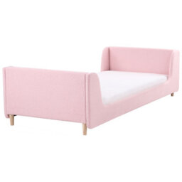 Wyld And Coco Cosynest Pink Bouclé Upholstered Bed Frame With Curved Headboard - 3Ft Eu Single For Kids Room - thumbnail 4